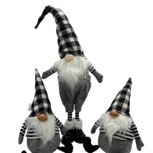 Festive Living Set of 3 Holiday Decorative Gnomes Grey Combo